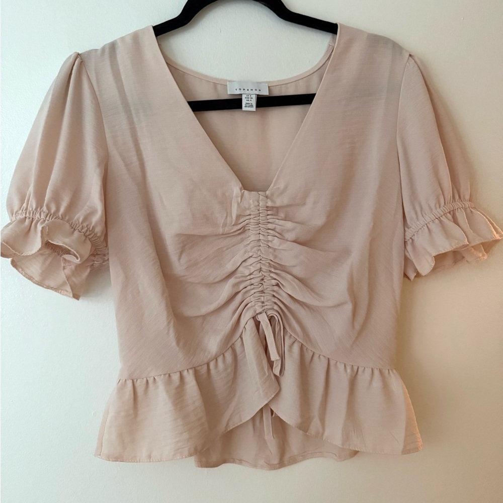 Topshop Short sleeve ruffle blouse